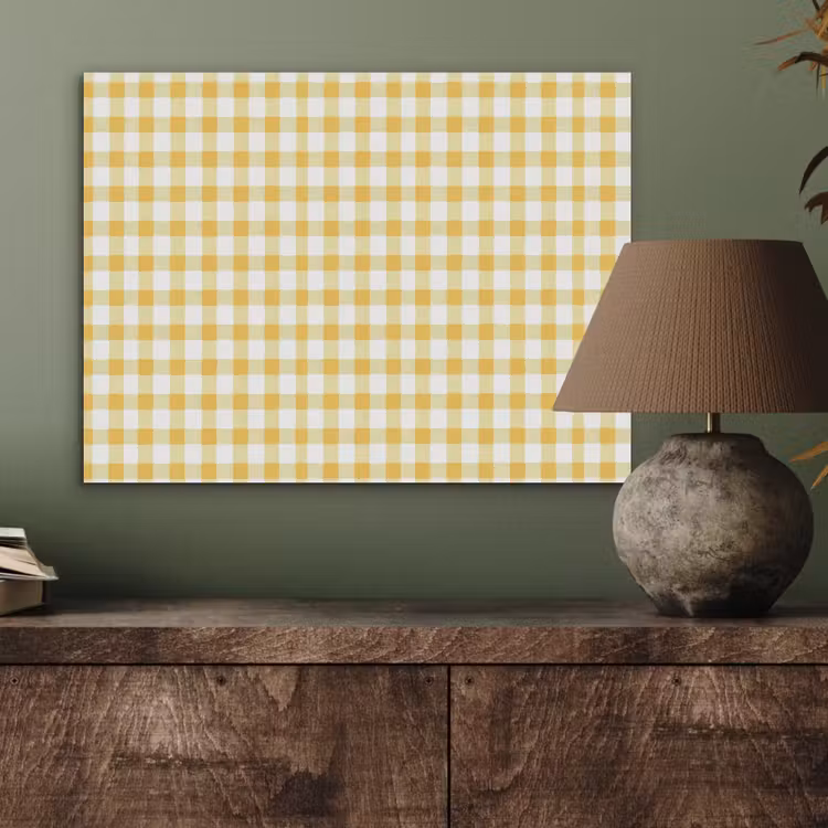 Ruit - Gingham - Klassiek - Geel en Wit PET vilt klein 837 -sfeer2