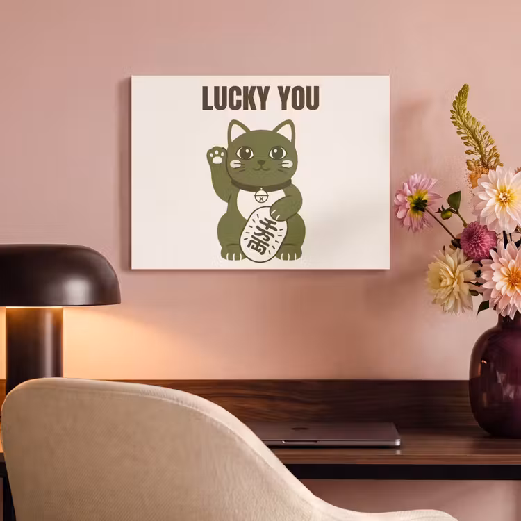 Kat - Geluk - Dieren - Modern - Groen PET vilt klein -sfeer3
