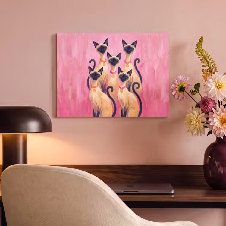 Kat - Groep - Dieren - Modern - Roze PET vilt klein -sfeer3
