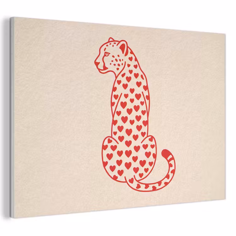 Kat - Harten - Dieren - Modern - Rood PET vilt klein -3d