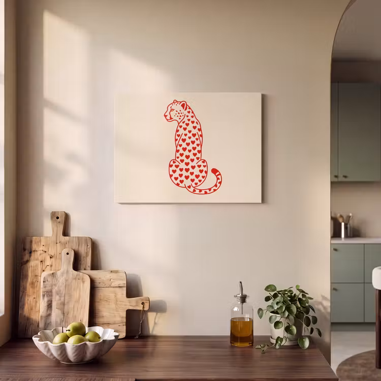 Kat - Harten - Dieren - Modern - Rood PET vilt klein -sfeer2