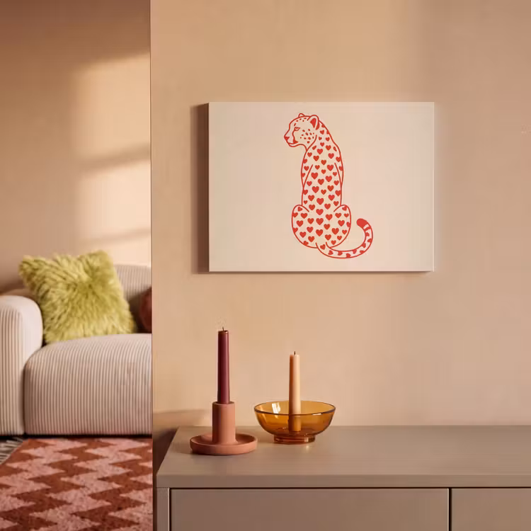 Kat - Harten - Dieren - Modern - Rood PET vilt klein -sfeer1