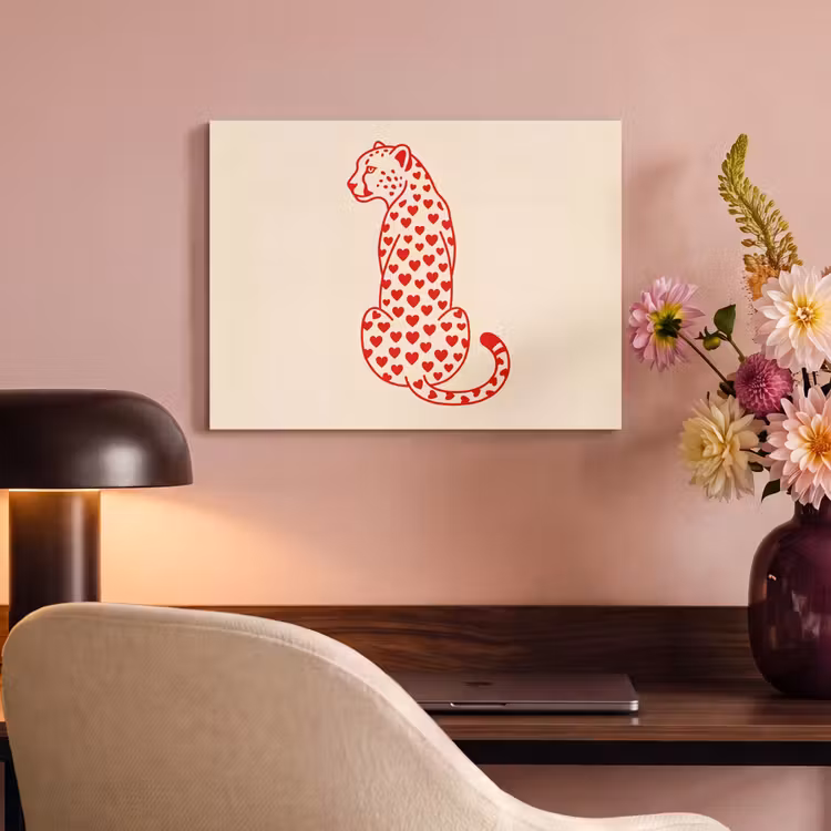 Kat - Harten - Dieren - Modern - Rood PET vilt klein -sfeer3