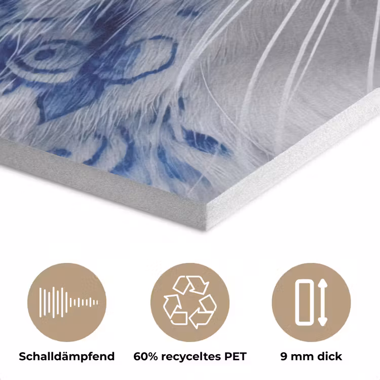 Kat - Patroon - Blauw PET vilt klein -closeup_DE