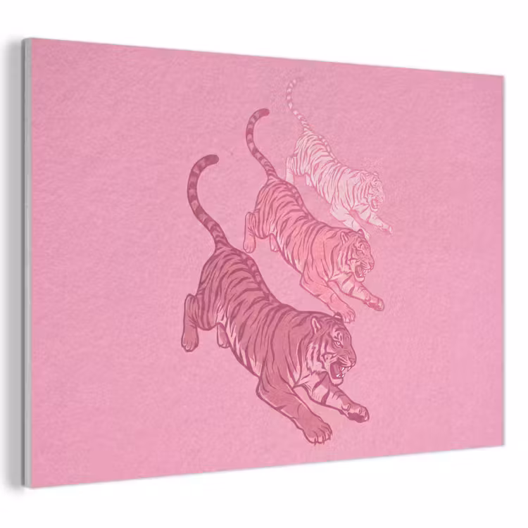 Kat - Springend - Dieren - Roze - Modern PET vilt klein -3d