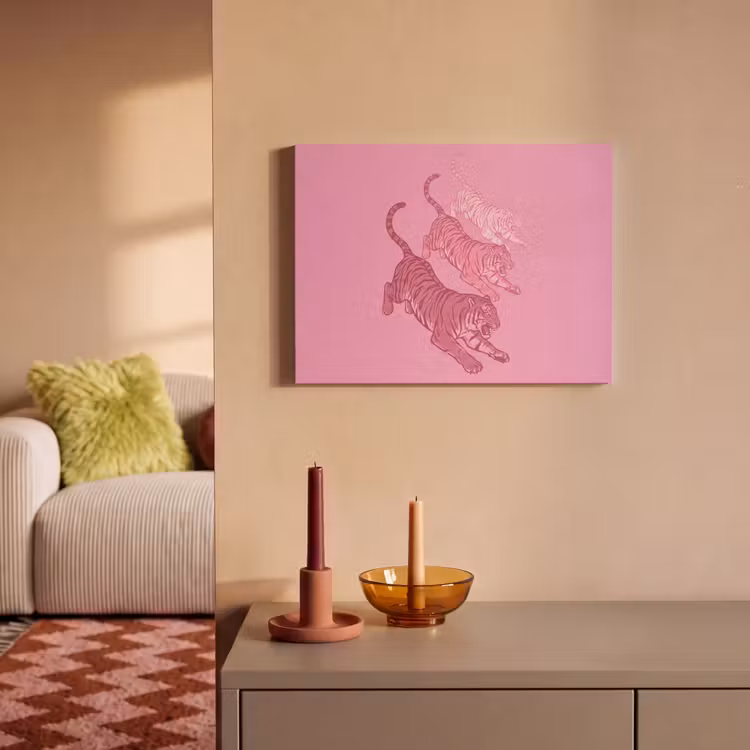 Kat - Springend - Dieren - Roze - Modern PET vilt klein -sfeer1