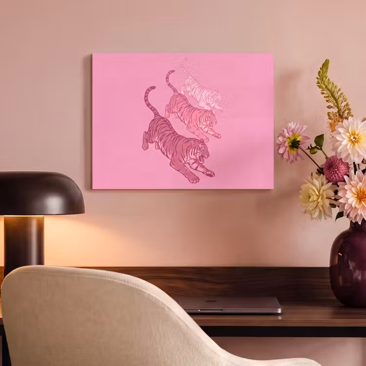 Kat - Springend - Dieren - Roze - Modern PET vilt klein -sfeer3