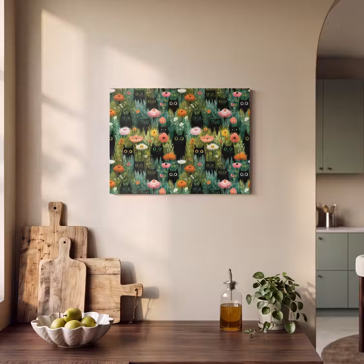 Katten - Bloemen - Kleurrijk PET vilt klein 837 -sfeer2