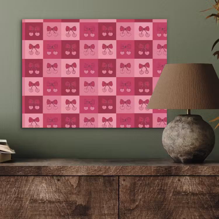 Kersen - Strikjes - Speels - Roze - Bordeaux PET vilt klein 837 -sfeer2