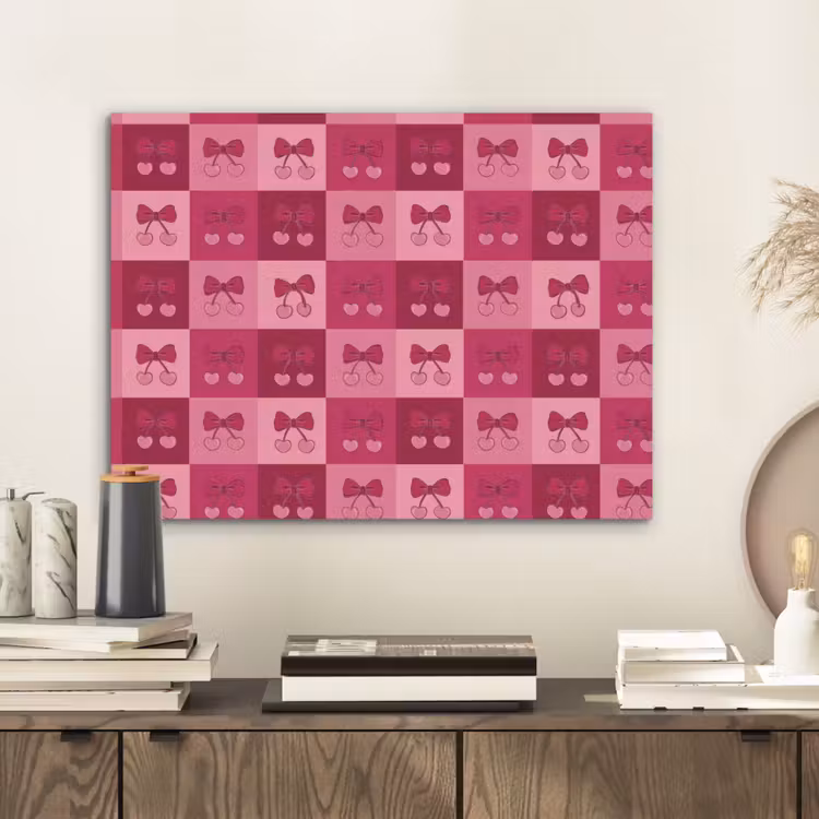 Kersen - Strikjes - Speels - Roze - Bordeaux PET vilt klein 837 -sfeer1