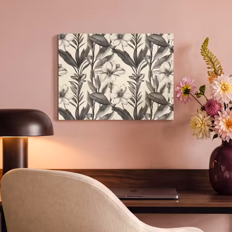 Klassiek - Botanisch - Zwart - Beige PET vilt klein 837 -sfeer3