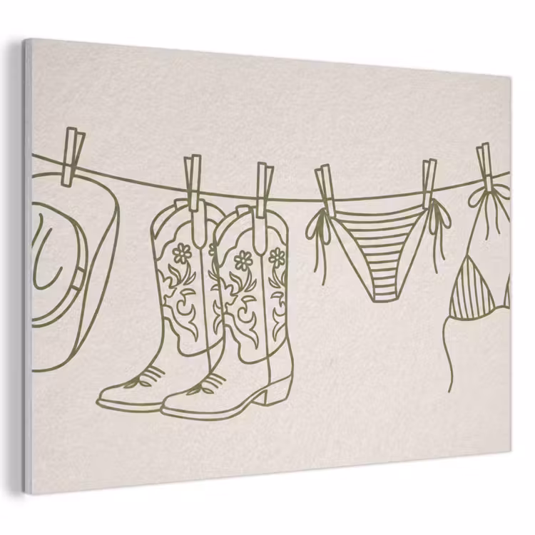 Kleding - Waslijn - Zomer - Lijntekening - Groen PET vilt klein -3d