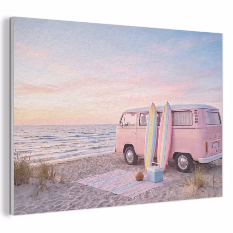 Busje - Strand - Surfplank - Zomer - Roze PET vilt klein -3d