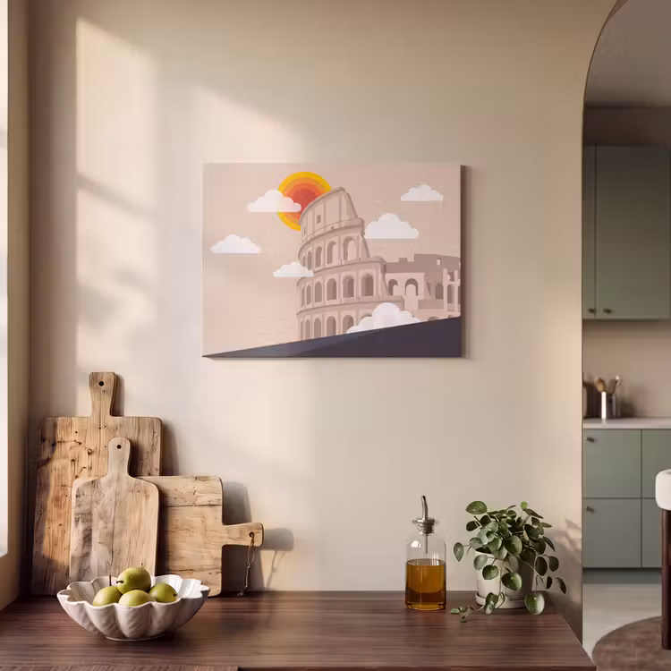 Colosseum - Zonsopgang - Rome - Architectuur - Beige PET vilt klein -sfeer2