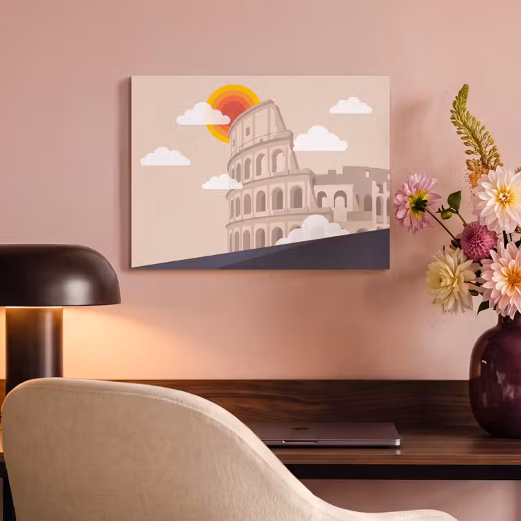 Colosseum - Zonsopgang - Rome - Architectuur - Beige PET vilt klein -sfeer3
