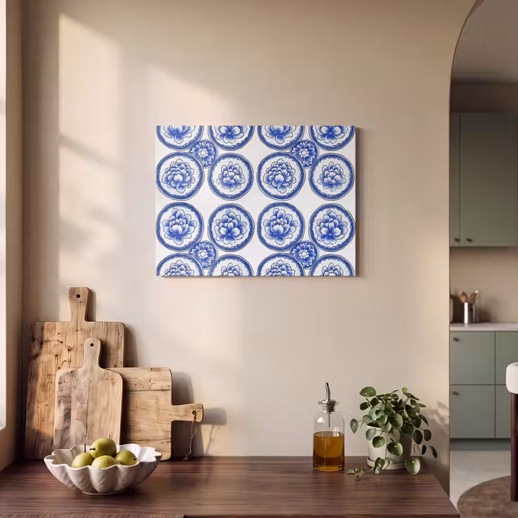 Cirkels - Bloemen - Blauw PET vilt klein 837 -sfeer2