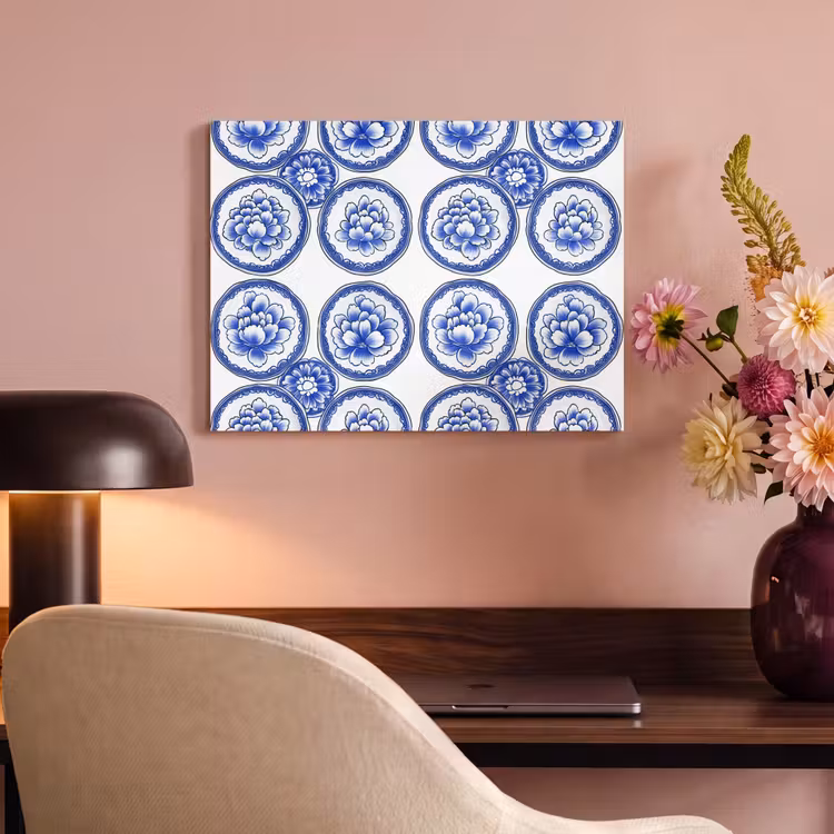 Cirkels - Bloemen - Blauw PET vilt klein 837 -sfeer3