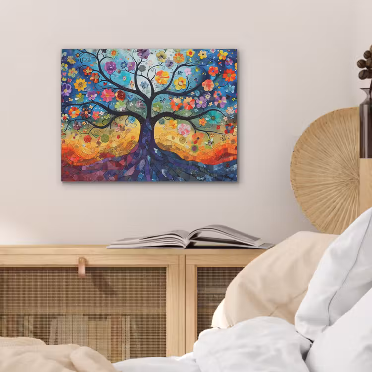 Kunst - Levensboom - Bloemen - Hippie PET vilt klein -sfeer3