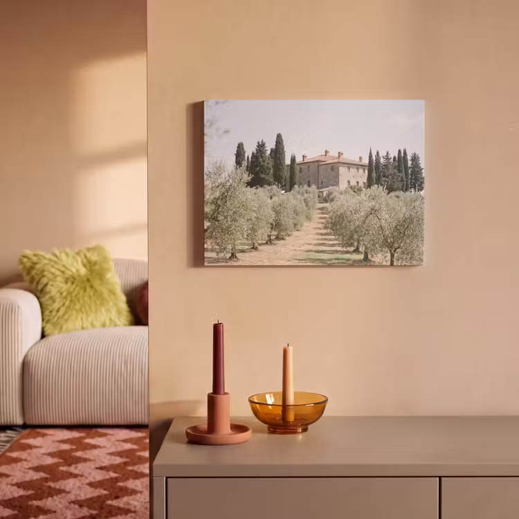 Akustikbild - Landhaus – Olivenbaum – Obstgarten - Landhuis - olijfboom - gaard PET vilt klein