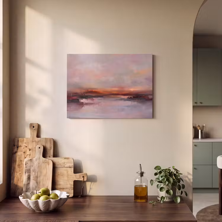 Landschap - Zonsondergang - Abstract - Modern - Roze PET vilt klein -sfeer2