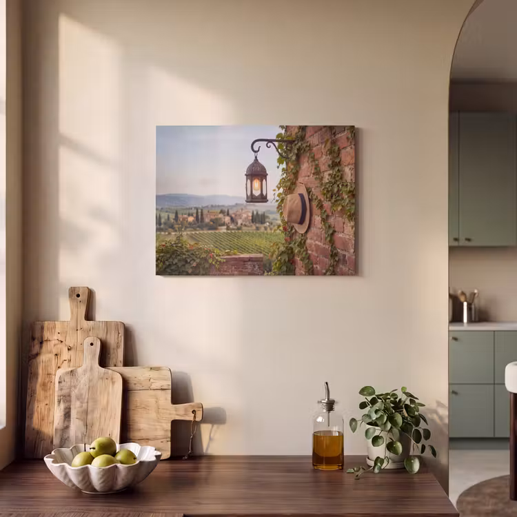 Lantaarn - Wijngaard - Landschap - Italiaans PET vilt klein -sfeer2