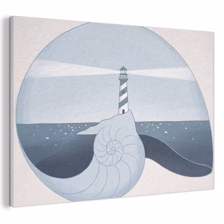 Vuurtoren - Zee - Schelp - Abstract - Blauw PET vilt klein -3d