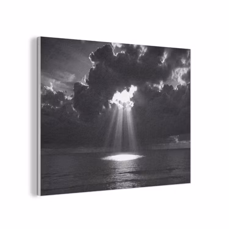 Licht - Wolken - Zee - Zwart-wit - Natuur PET vilt klein -3d