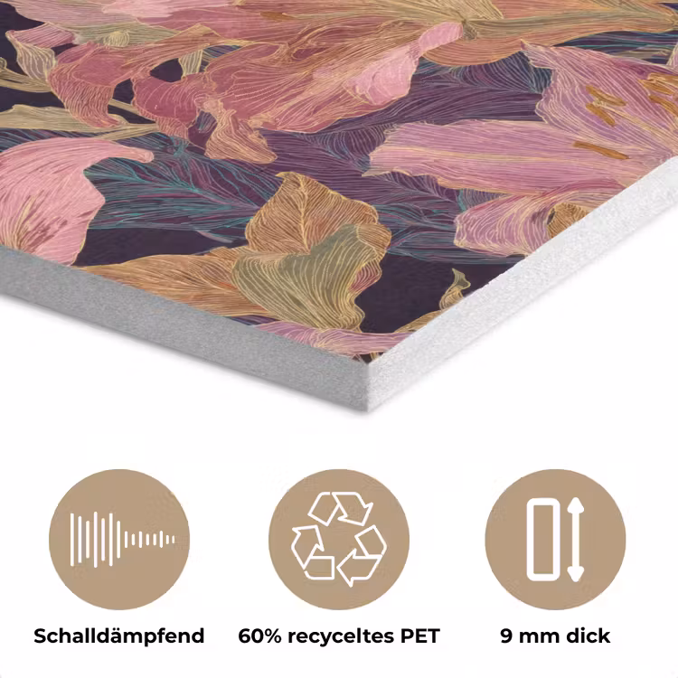 Lelies - Patroon - Roze - Goud PET vilt klein 837 -closeup_DE
