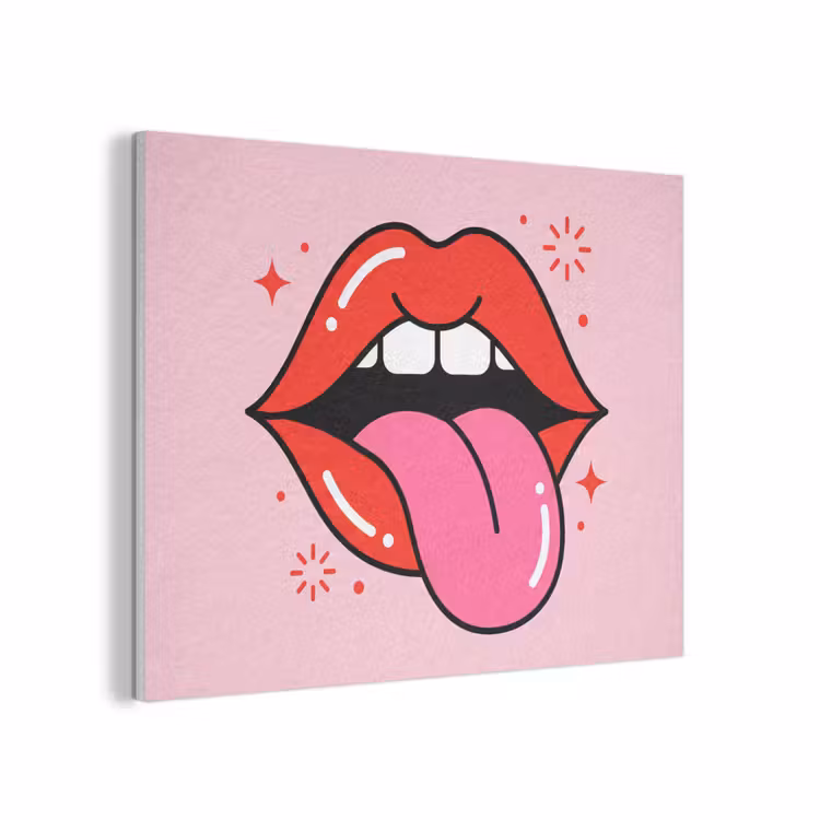 Lippen - Tong - Pop-art - Kleurrijk - Roze PET vilt klein -3d