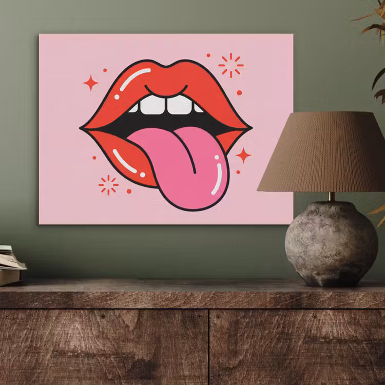 Lippen - Tong - Pop-art - Kleurrijk - Roze PET vilt klein -sfeer2