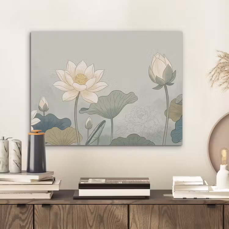Lotus - Bloemen - Groen PET vilt klein -sfeer1