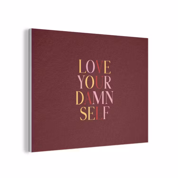 Love your damn self - Kleurrijk - Bordeaux PET vilt klein -3d
