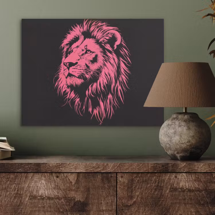 Leeuw - Zwart - Roze - Neon PET vilt klein -sfeer2