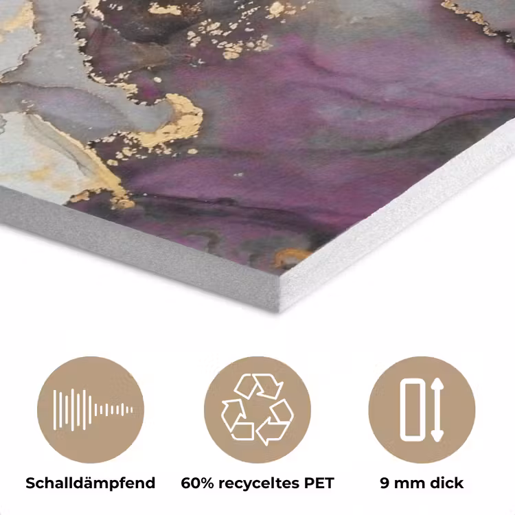 Marmer - Abstract - Goud - Paars PET vilt klein -closeup_DE