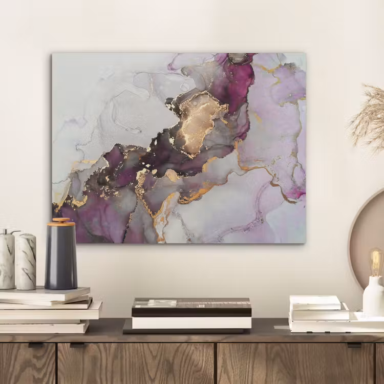 Marmer - Abstract - Goud - Paars PET vilt klein -sfeer1