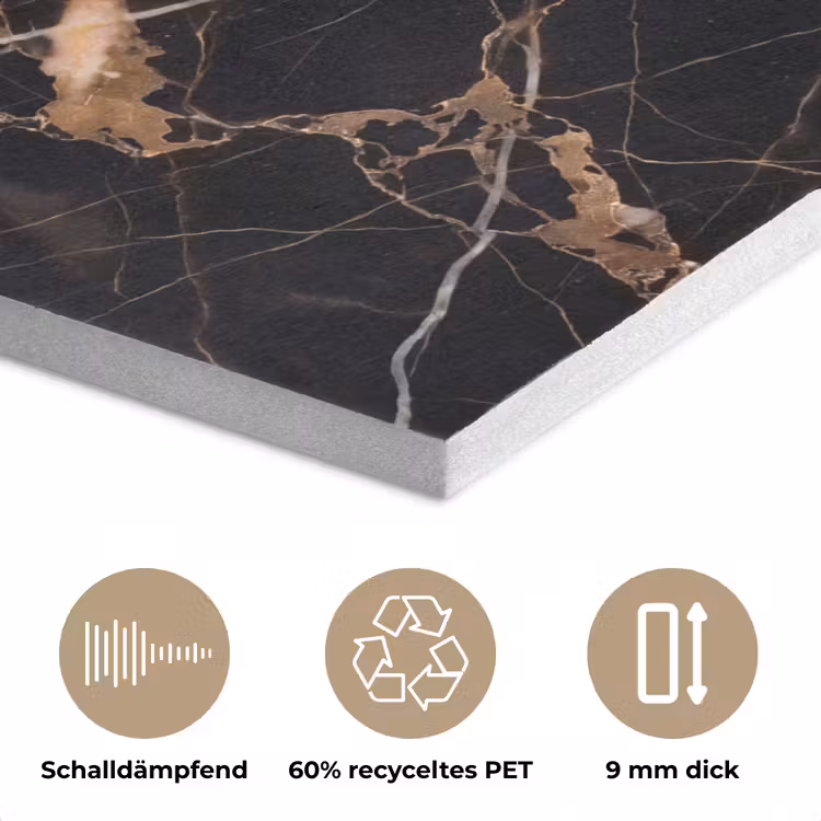 Marmer - Goud - Abstract - Zwart PET vilt klein -closeup_DE