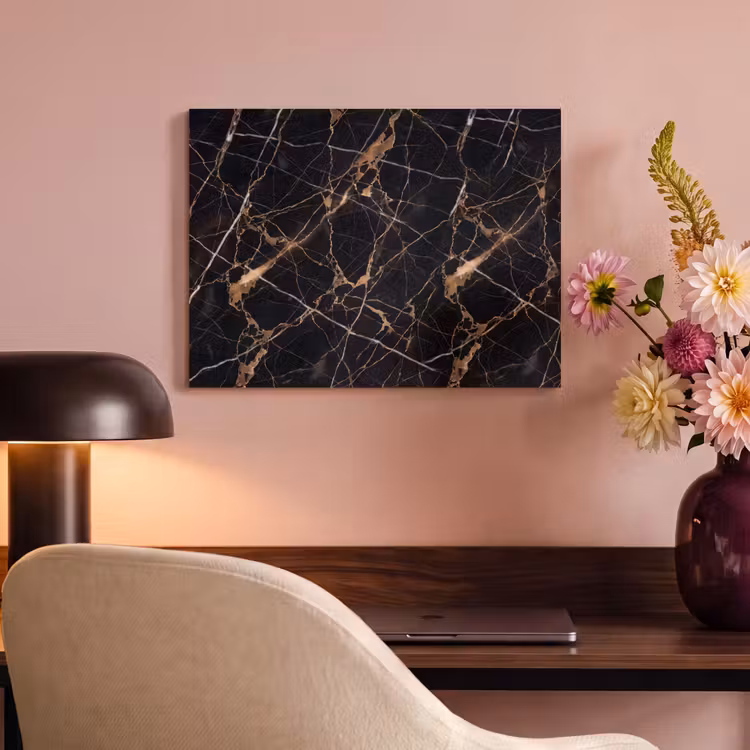 Marmer - Goud - Abstract - Zwart PET vilt klein -sfeer3