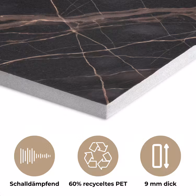 Marmer - Goud - Patroon - Luxe - Zwart PET vilt klein -closeup_DE