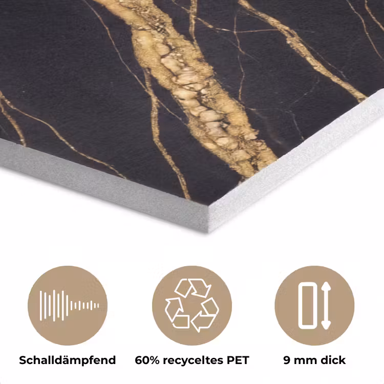 Marmer - Goud - Textuur - Abstract - Zwart PET vilt klein -closeup_DE