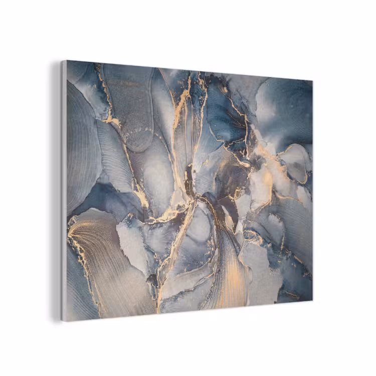 Marmer - Grijs - Blauw - Luxe - Goud PET vilt klein -3d