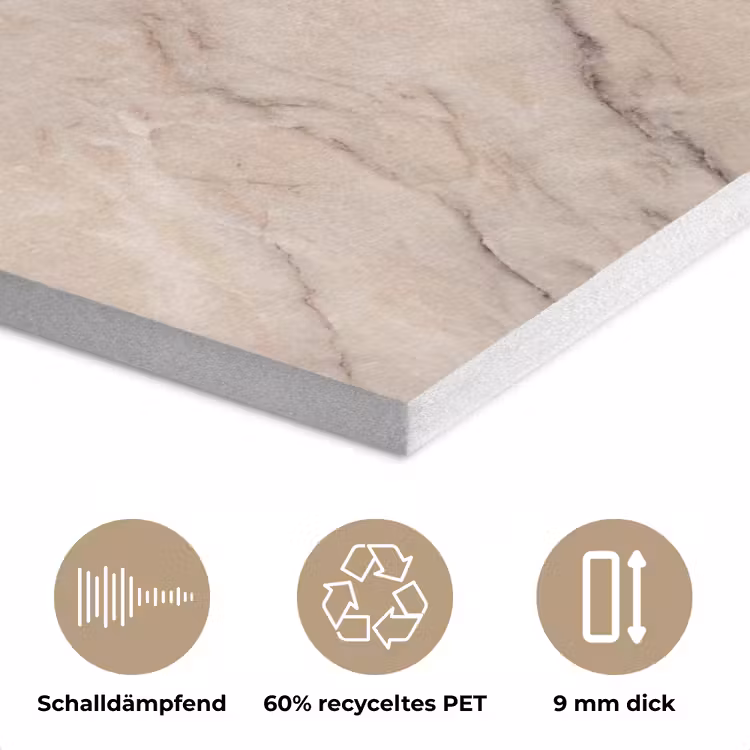 Marmer - Patroon - Abstract - Modern - Beige PET vilt klein -closeup_DE