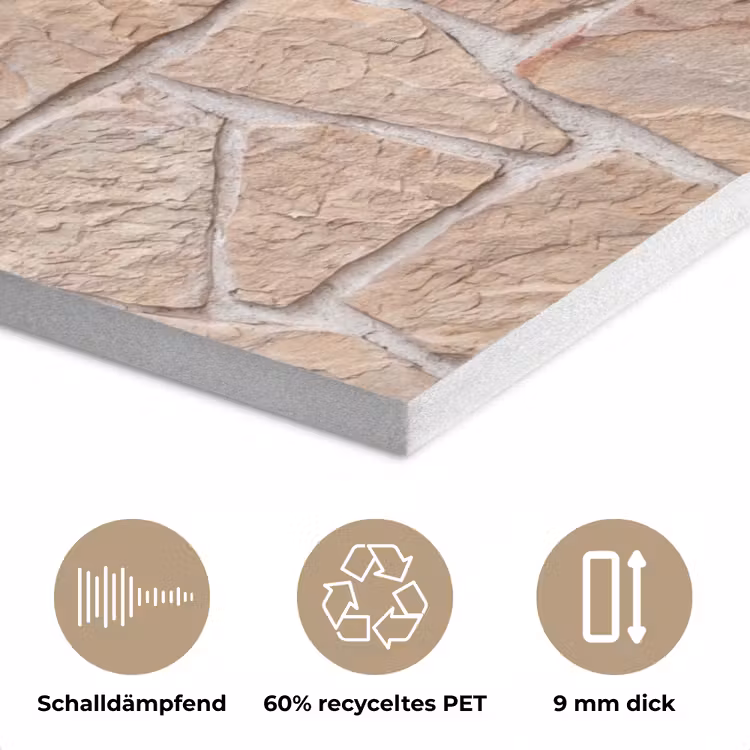 Muur - Steen - Patroon - Rustiek - Beige PET vilt klein -closeup_DE