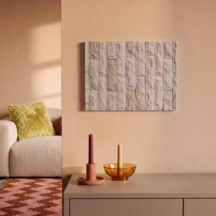 Muur - Steen - Ruw - Beige - Textuur PET vilt klein -sfeer1