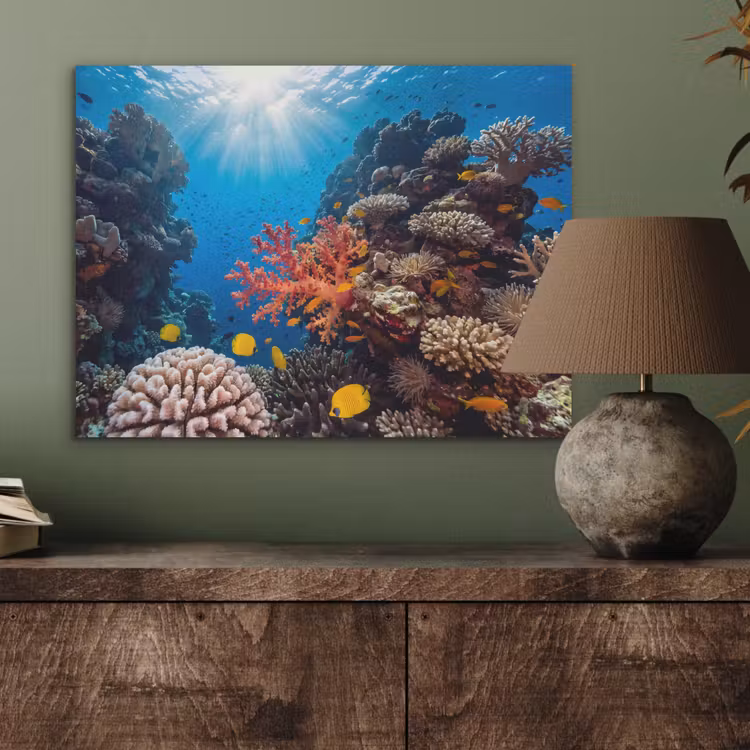 Zee - Koraalrif - Natuur - Levendig - Blauw PET vilt klein -sfeer2