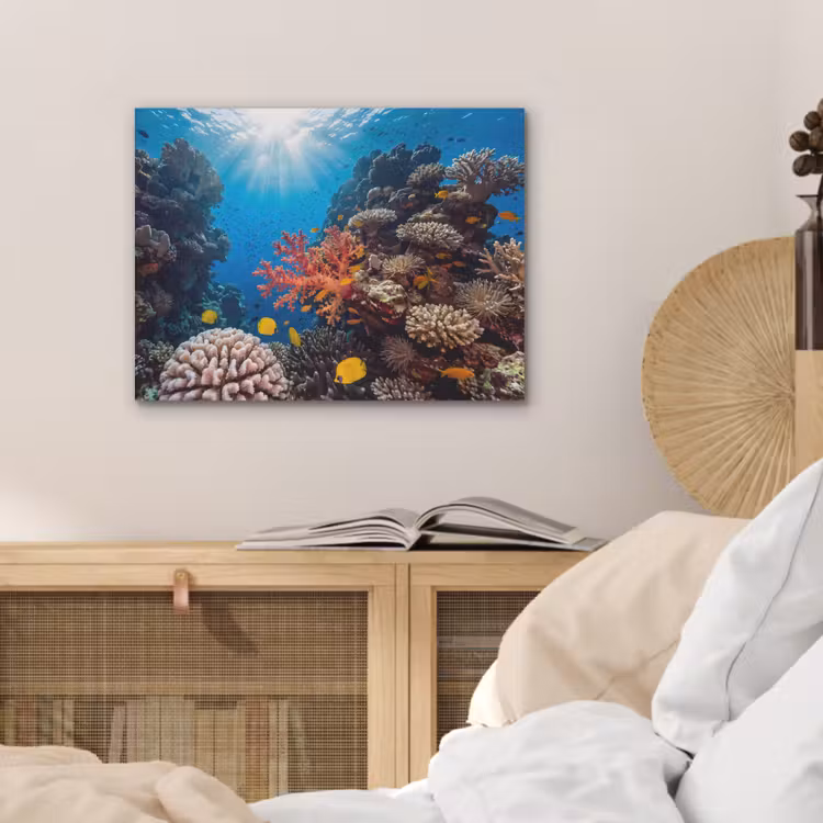 Zee - Koraalrif - Natuur - Levendig - Blauw PET vilt klein -sfeer3