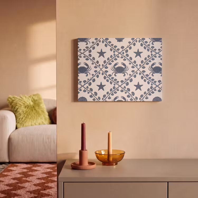 Zee - Krab - Zeester - Patroon - Blauw PET vilt klein -sfeer1