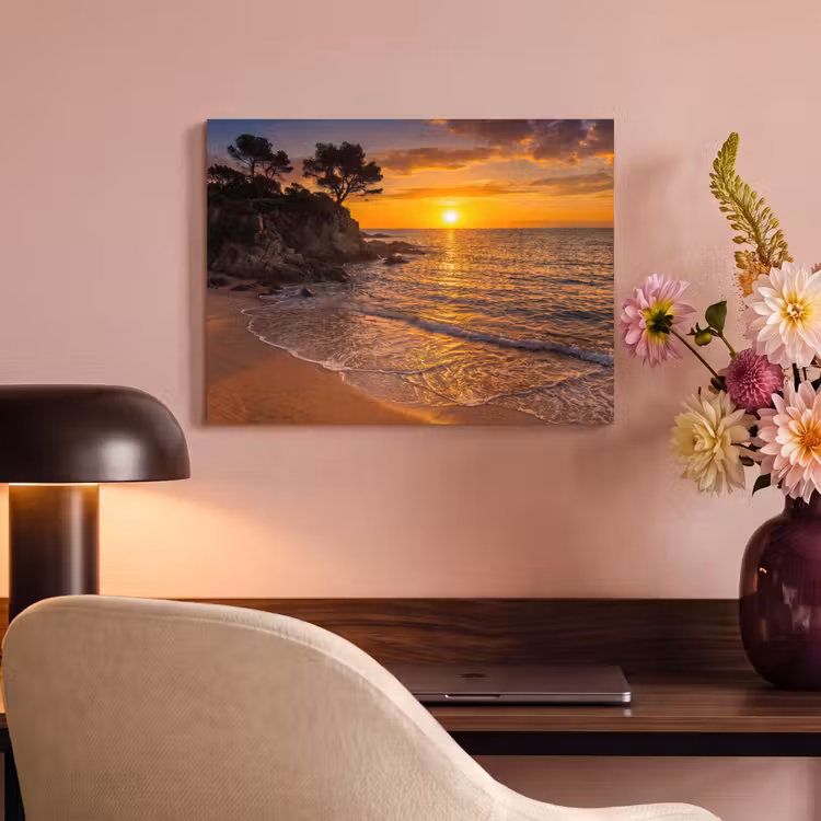 Zee - Kust - Zonsondergang - Natuur - Oranje PET vilt klein -sfeer3