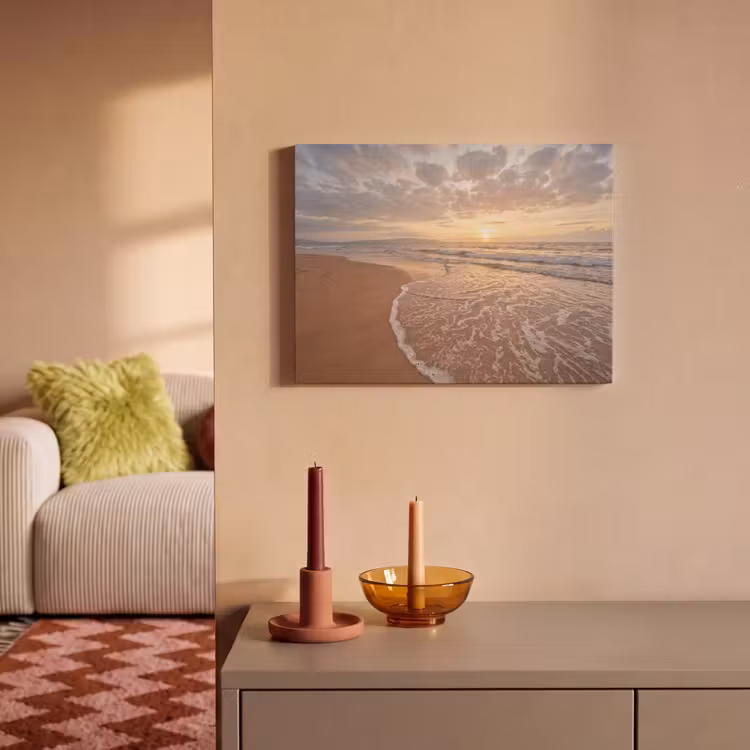Zee - Kustlijn - Wolken - Landschap - Oranje PET vilt klein -sfeer1