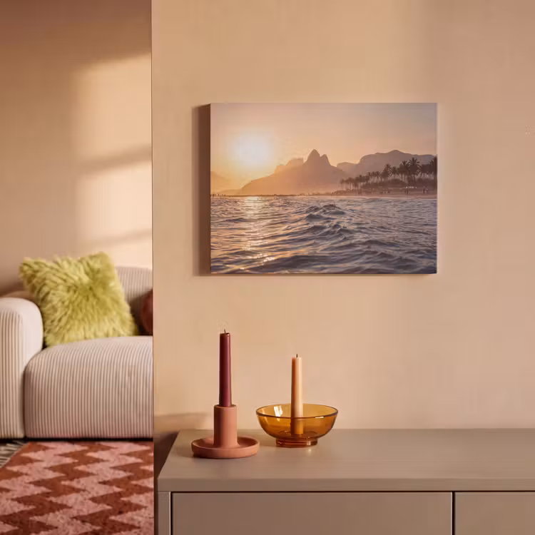 Zee - Golven - Zonsondergang - Kust - Goud PET vilt klein -sfeer1