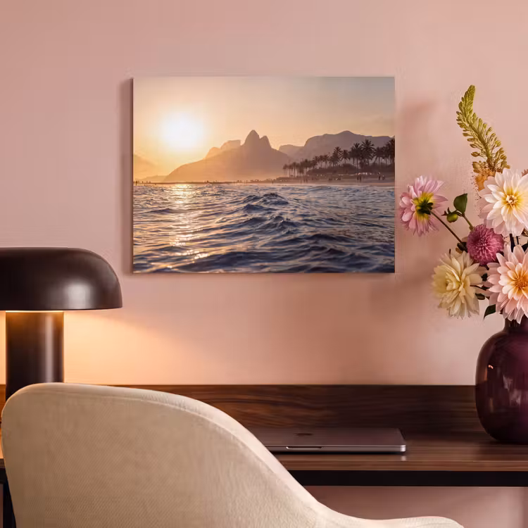Zee - Golven - Zonsondergang - Kust - Goud PET vilt klein -sfeer3